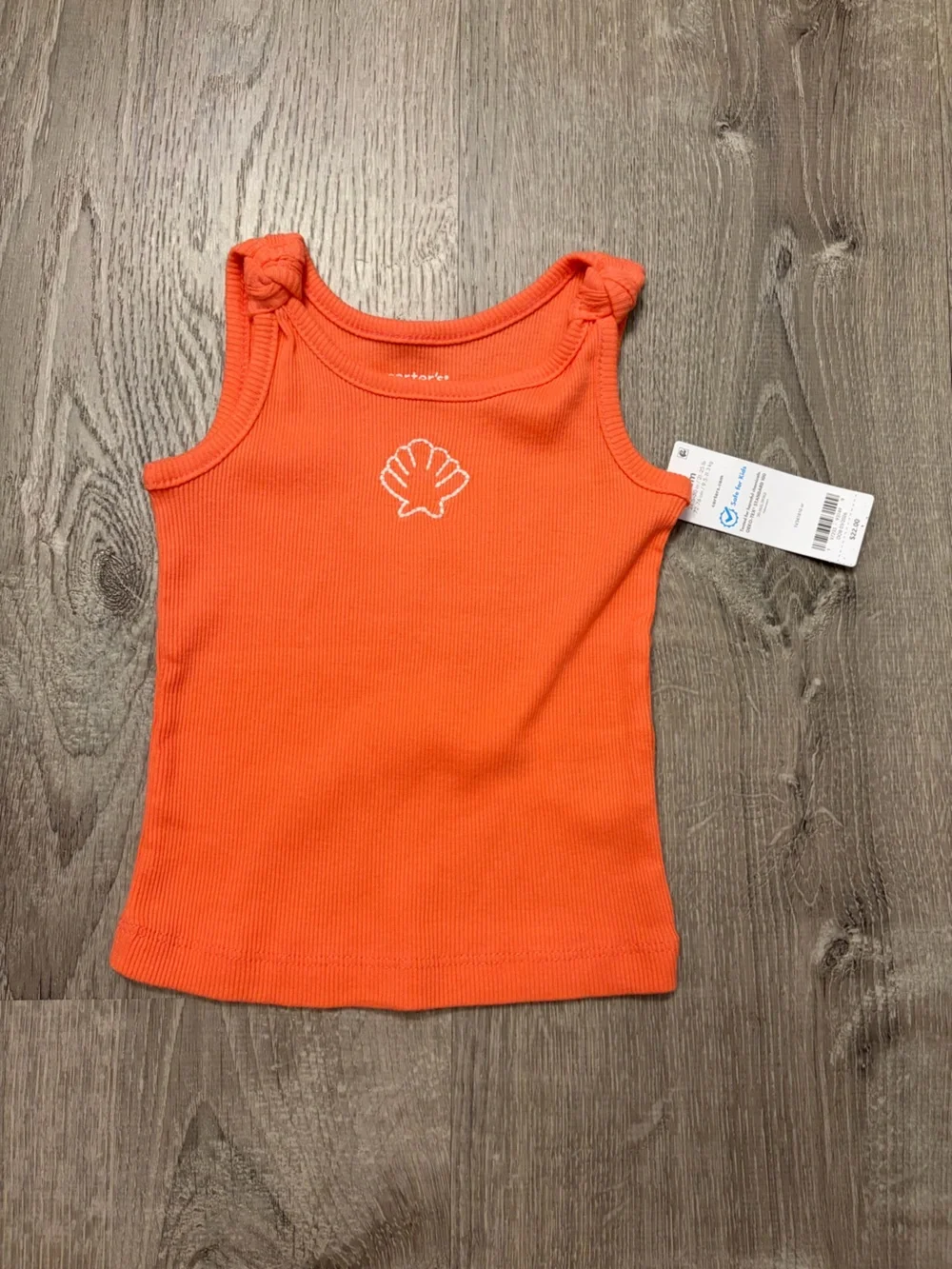 Carter's Baby Girl Shell Ribbed Tank Top - Orange- NWT
